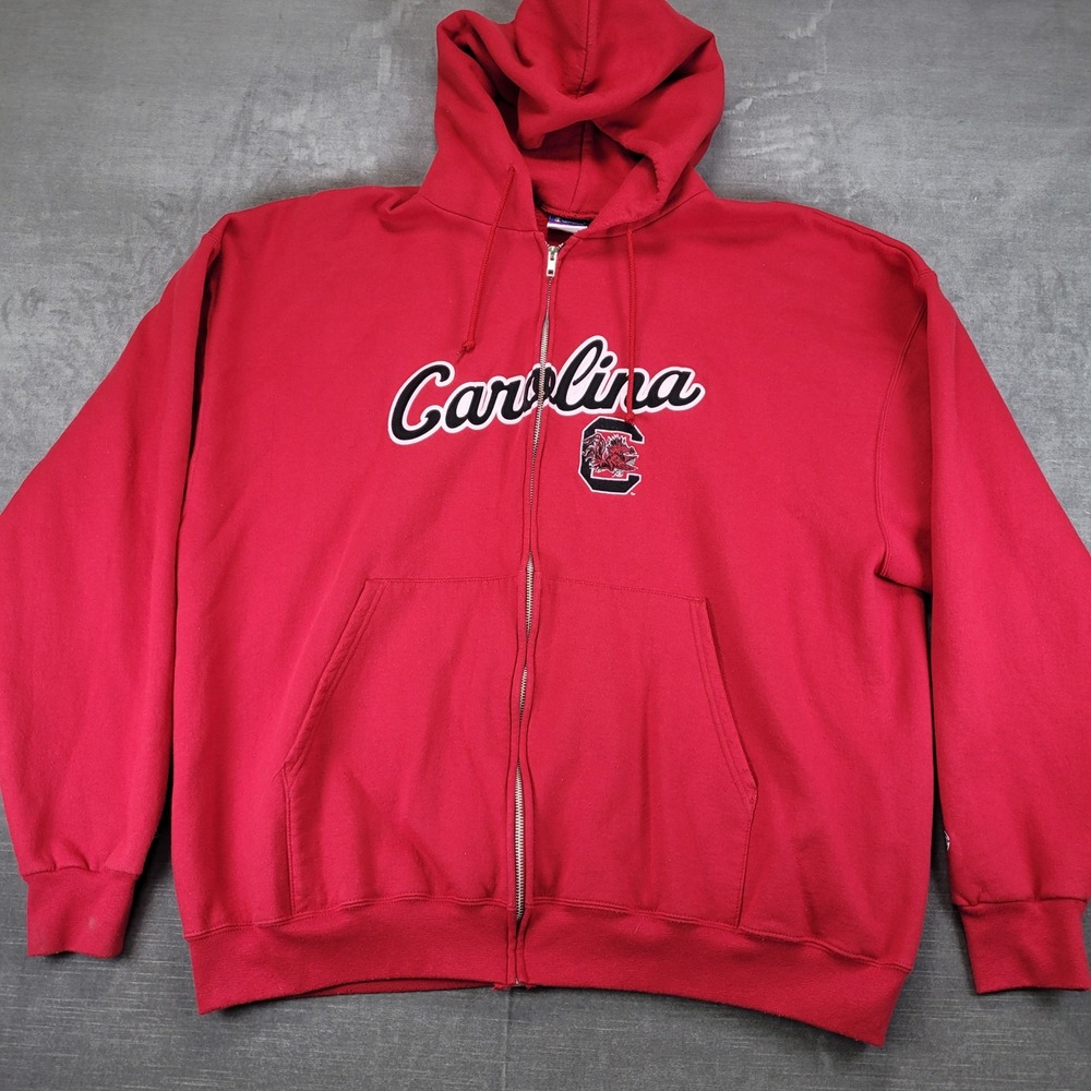 Champion Y2K South Carolina Gamecocks Zip Up Hoodie Mens 3XL Red Carolina‎ Logo